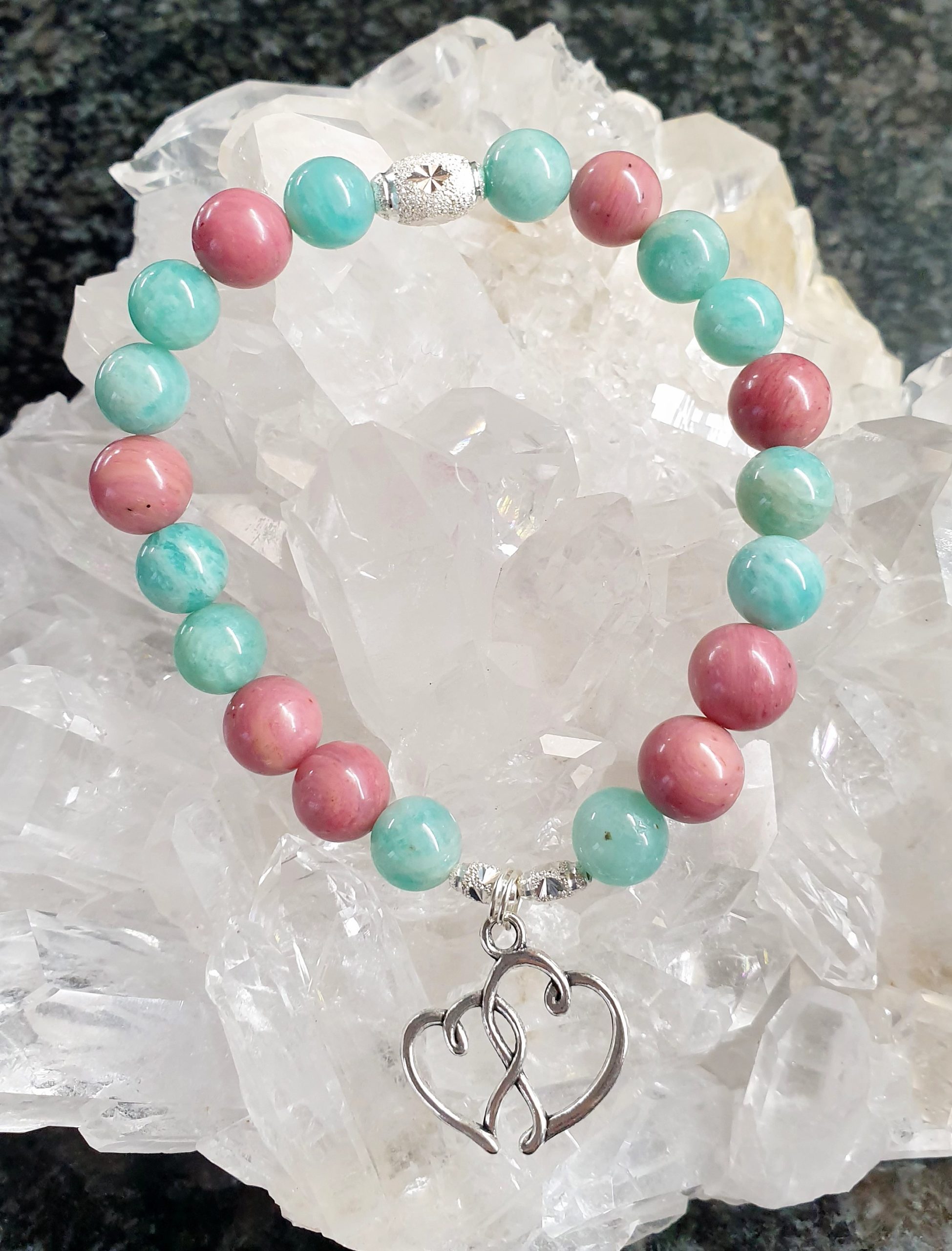 "Pardon"- Bracelet avec rhodonite et amazonite Bracelet simple, en guidance, avec cornaline, grenat et pierre de lune - "Fertilité"